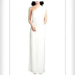 BCBGMAXAZRIA Women's One Shoulder Neck Rhinestone Trim Gown